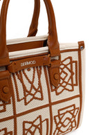 Woman Camel Long-Strap Patterned Fabric Shoulder Bag | Derimod