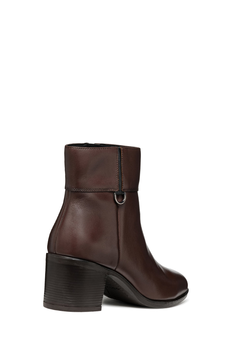 Geox Women's Brown New Asheel Zippered Thick Heel Leather Boots
