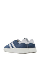 Women's Blue Lace-Up Chunky Sole Suede Leather Sneakers | Derimod