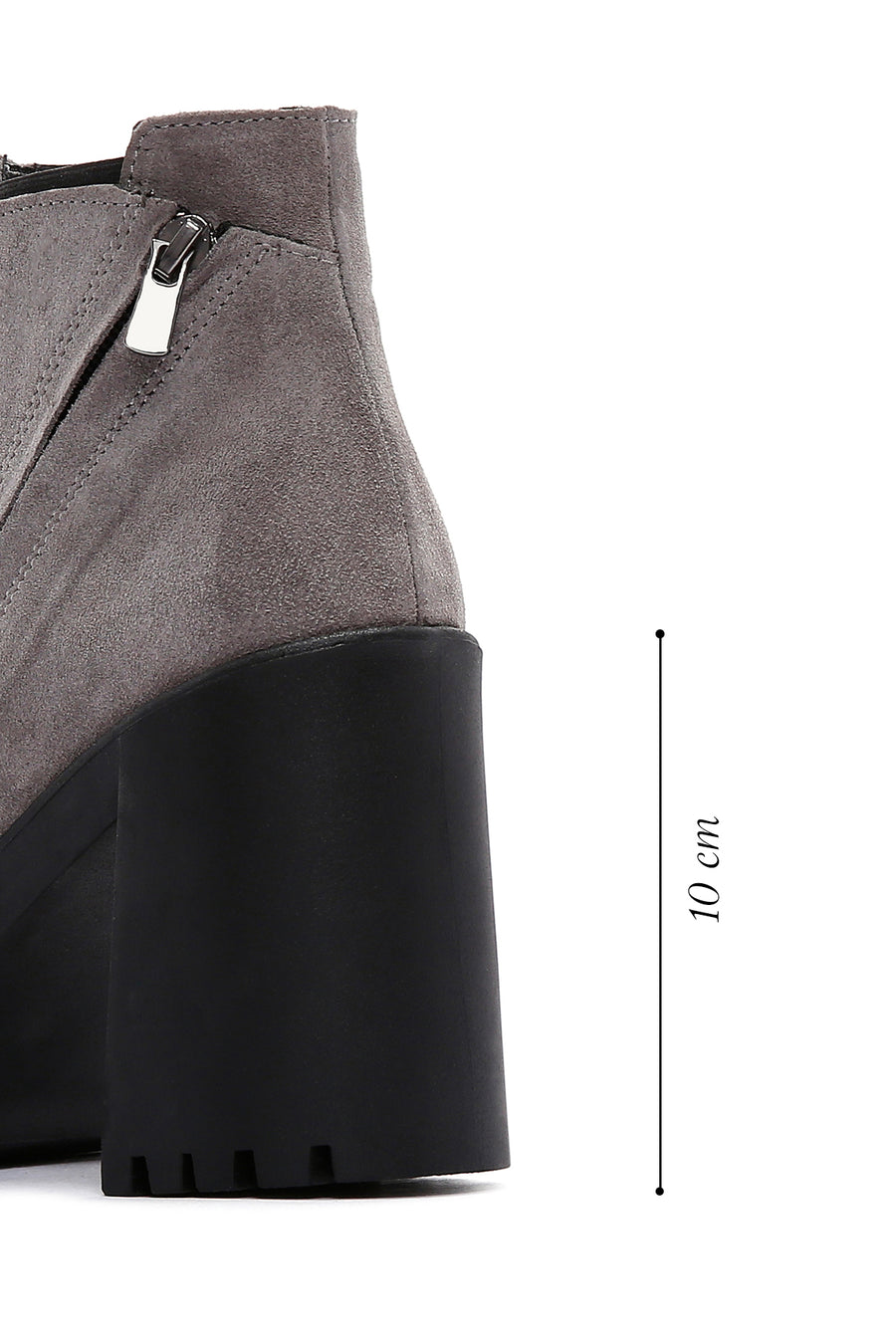 Women's Gray Suede Leather High Heeled Platform Boots