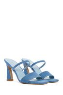 Women's Blue Thin Heeled Slippers | Derimod