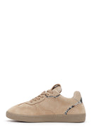 Woman Beige Lace-up Suede Leather Sneaker | Derimod