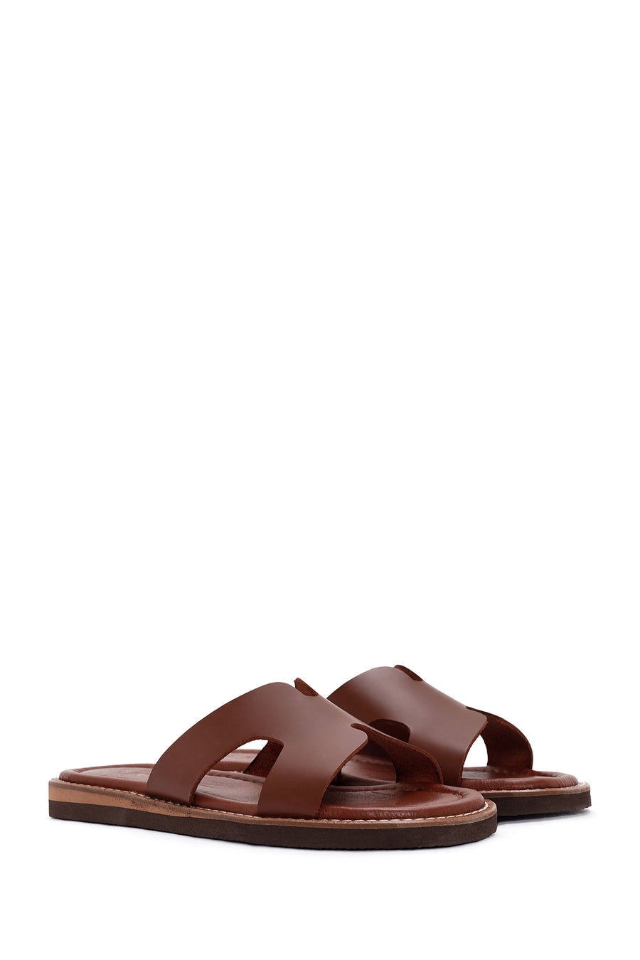 Women's Brown Leather Slippers