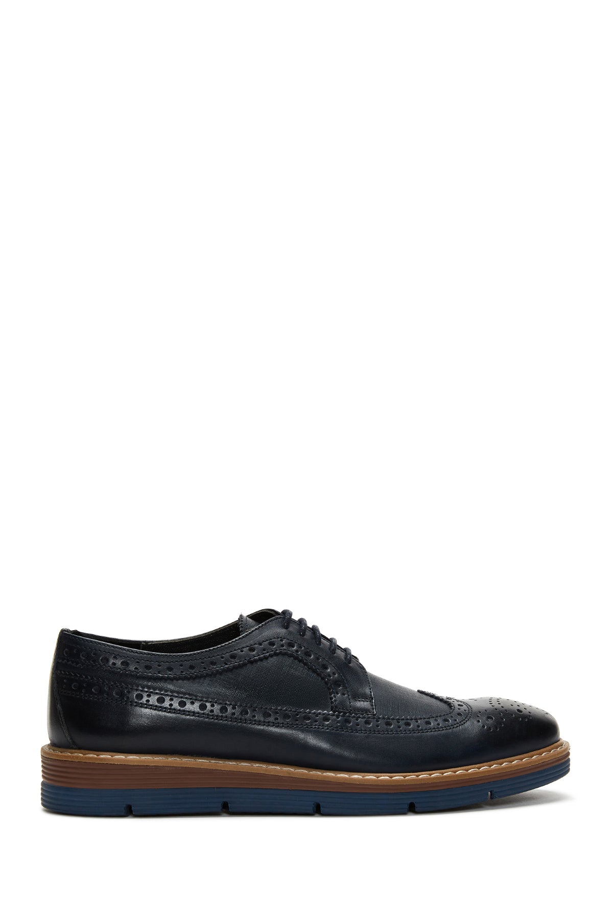 Men's Navy Blue Leather Casual Shoes 22SFD610114 | Derimod