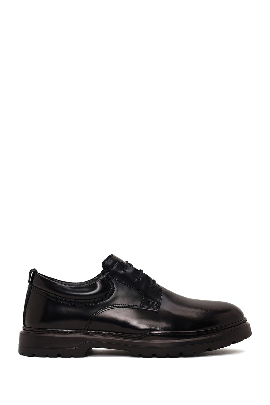 Male Black Lace-Up Thick-Soled Leather Casual Shoes WM720026DA | Derimod