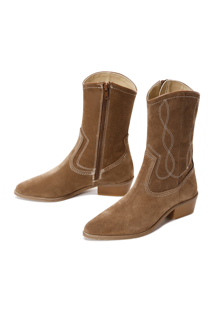 Women's Suede Leather Cowboy Boots