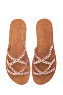 Women's Gold Stone Flat Slippers | Derimod