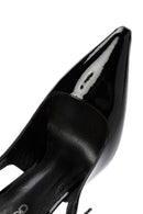 Woman Black Patent Leather Open Back High Thin Heel Leather Shoe | Derimod
