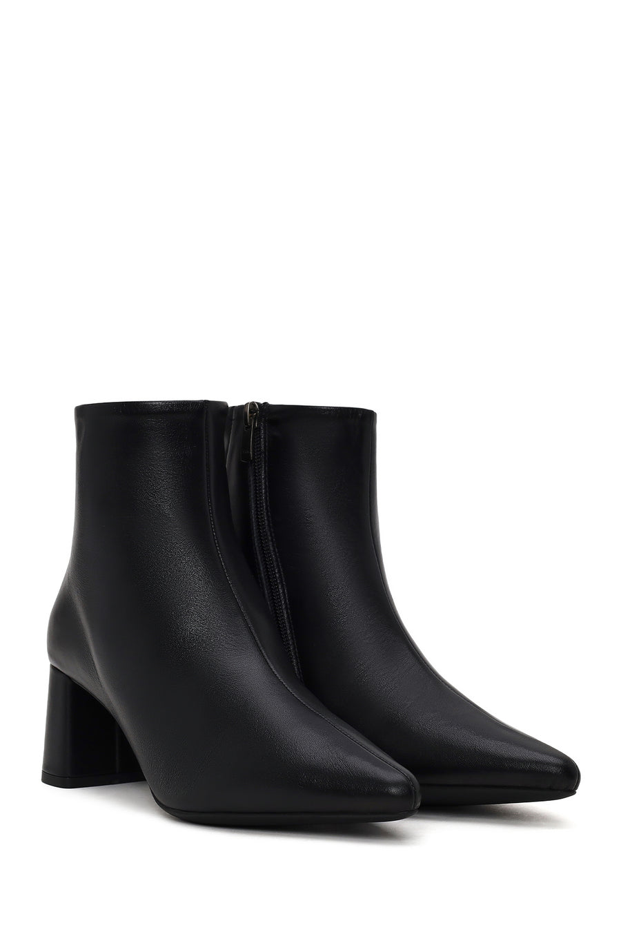 Derimod Flex Woman Black Zip Closure Chunky-Heeled Leather Boots