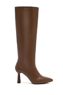 Woman Brown High Heels Leather Boot | Derimod