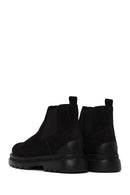 Male Black Thick-Soled Nubuck Leather Chelsea Boots | Derimod