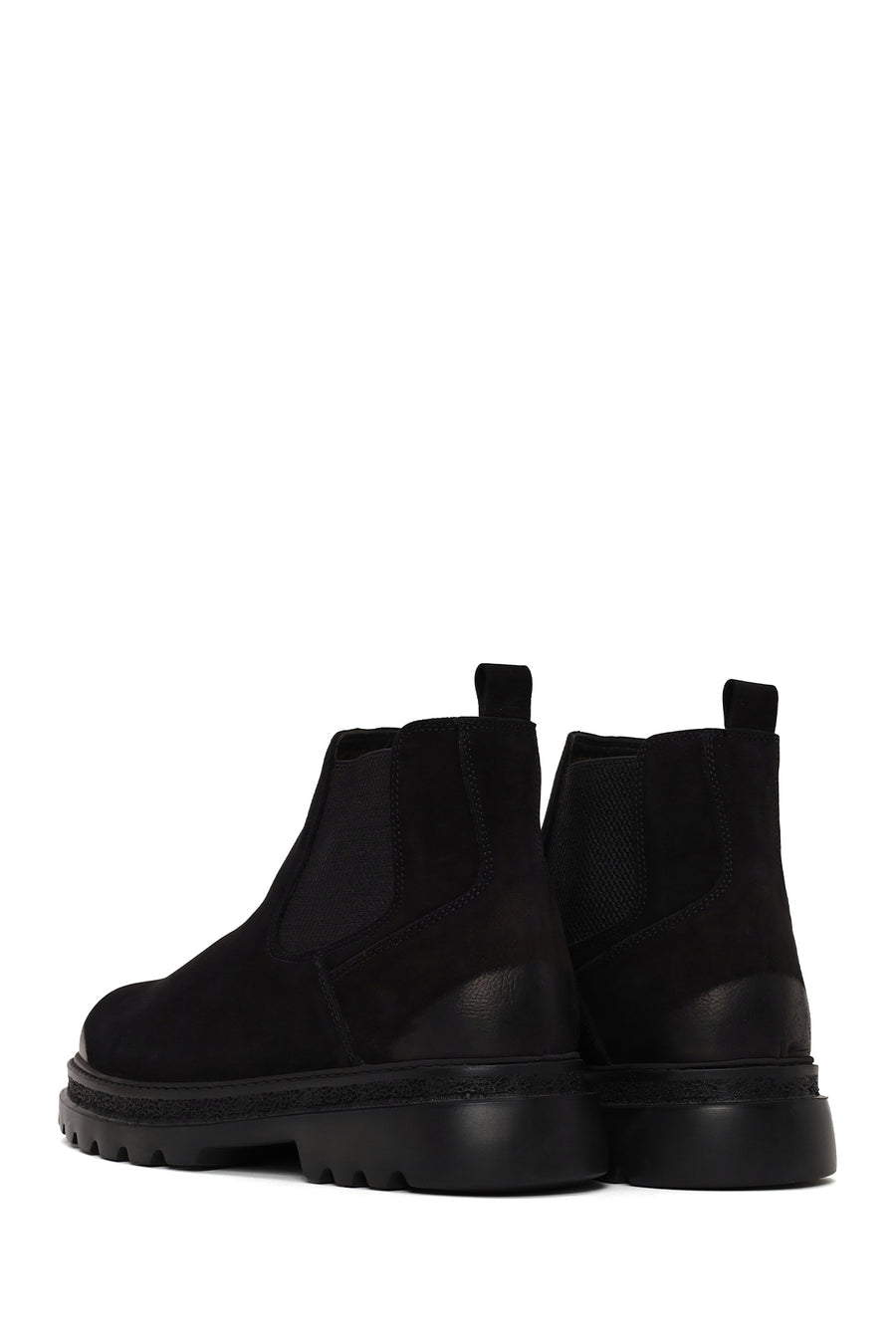 Male Black Thick-Soled Nubuck Leather Chelsea Boots