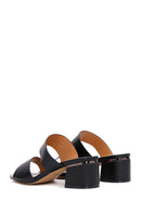 Women's Black Short Thick Heeled Slippers | Derimod