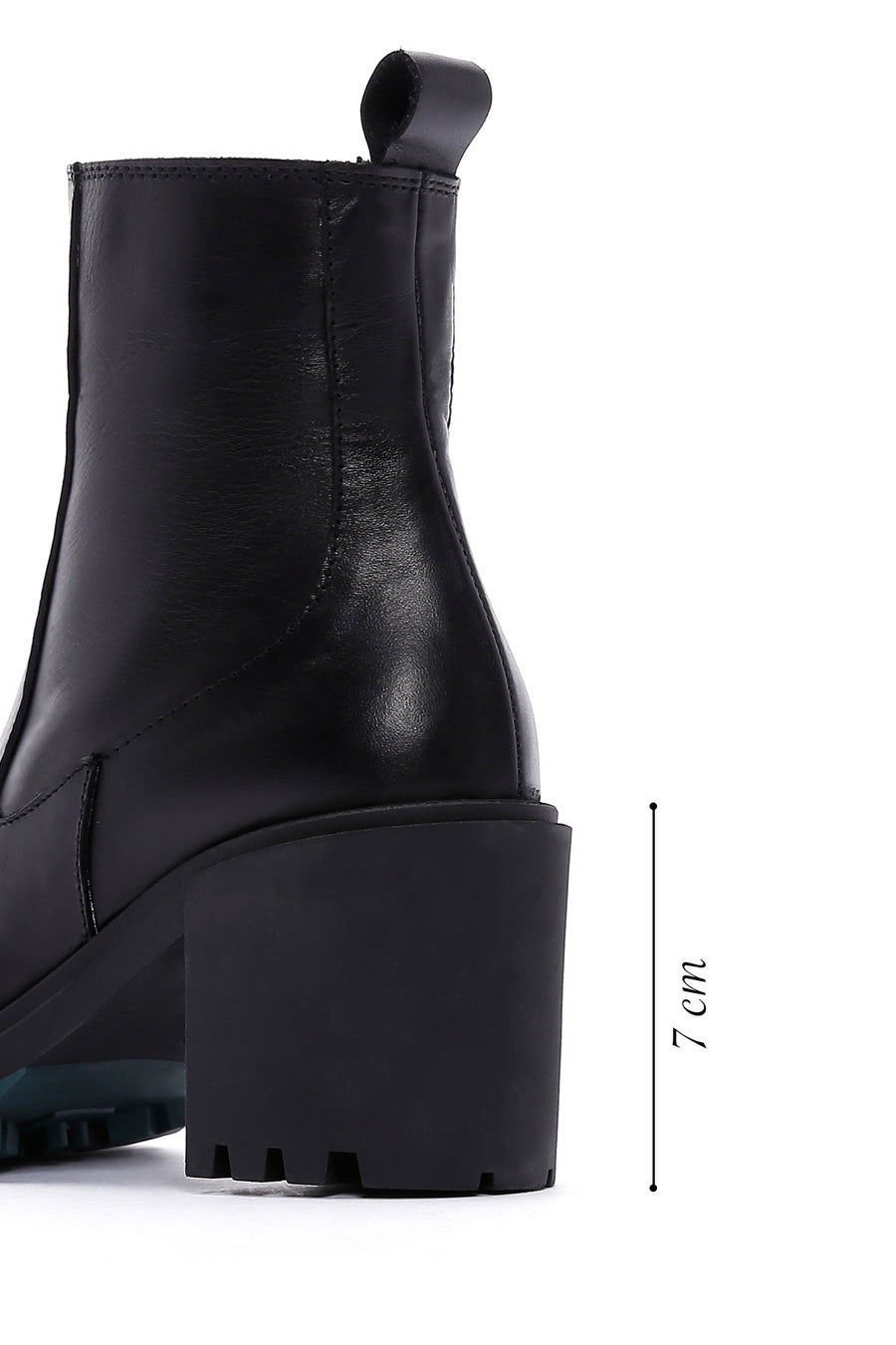 Women's Black Leather Zippered Heeled Boots