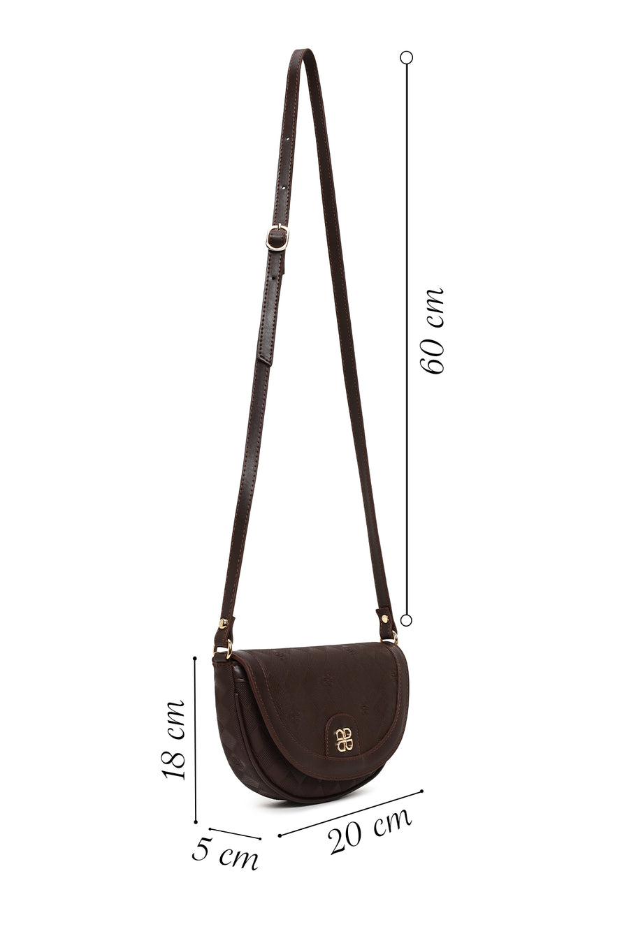 Woman Brown Long-Strap Printed Mini Crossbody Bag