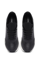 Kadın Siyah Bağcıklı Dolgu Topuklu Sneaker | Derimod