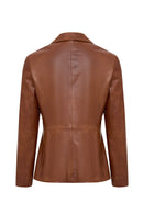 Helen Woman Tan Short Leather Jacket | Derimod