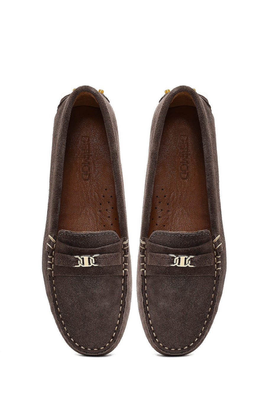 Women Mink Buckled Suede Leather Loafer