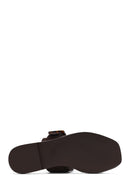 Woman Brown Buckled Suede Leather Slippers | Derimod