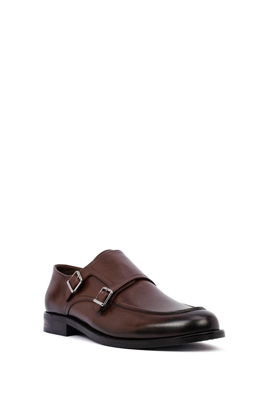 Men's Brown Double Buckle Leather Classic Shoes