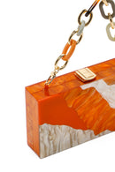 Women's Orange Long Chain Strap Mini Box Bag | Derimod