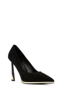 Women's Black High Heel Suede Leather Stiletto | Derimod