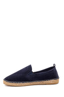Men's Navy Blue Suede Leather Espadrille | Derimod