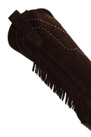 Woman Brown Tassel Chunky-Heeled Suede Leather Cowboy Boots | Derimod