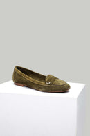 Haki Süet Kadın Deri Loafer | Derimod
