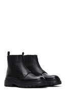 Men's Black Leather Casual Zipper Boots | Derimod
