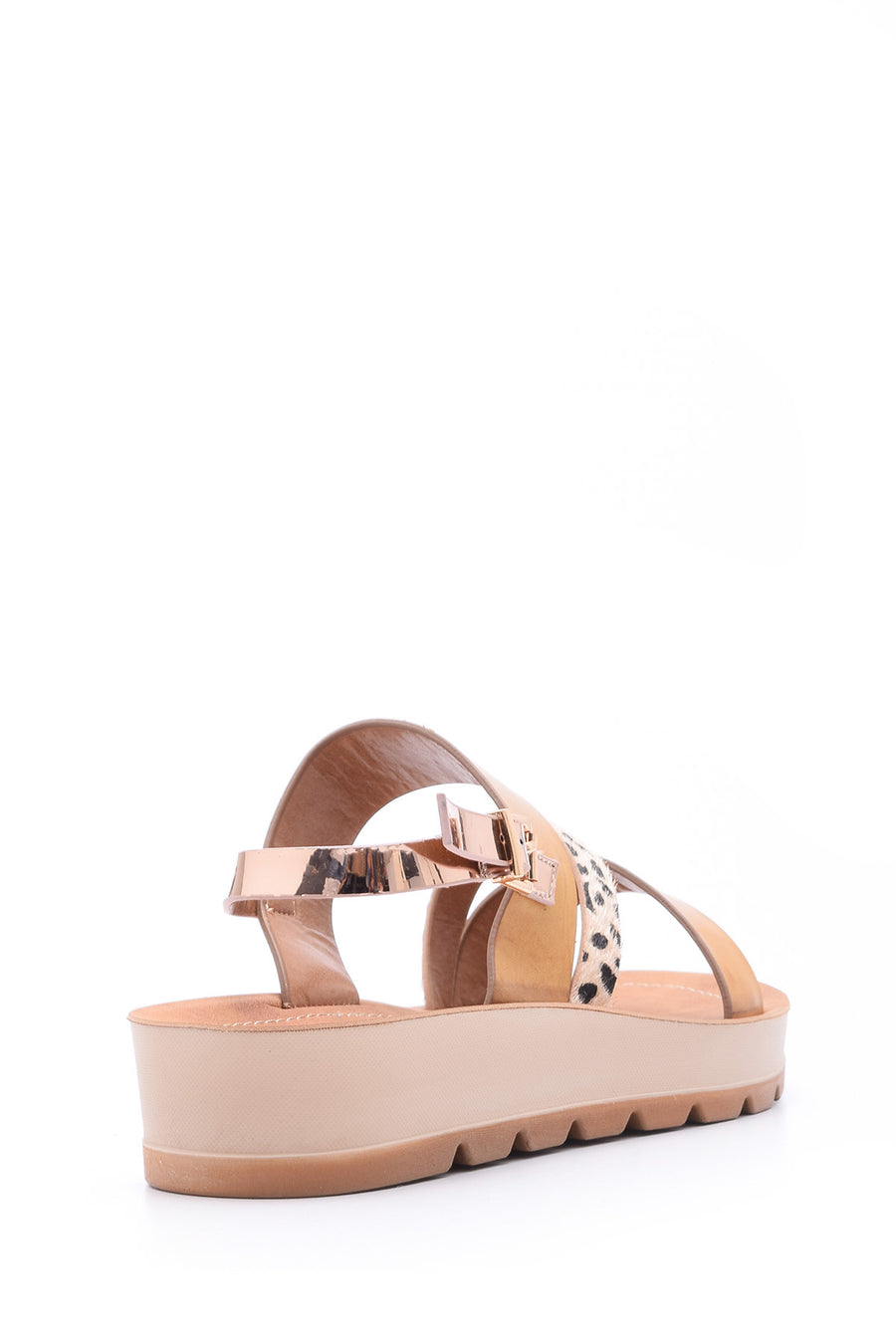 Women's Gold Leopard Detailed Sandals