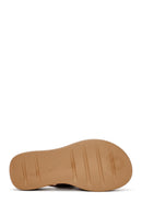 Women's Bronze Thick Soled Metallic Leather Comfort Sandals | Derimod