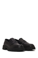 Woman Black Thick-Soled Leather Masculine Loafer | Derimod