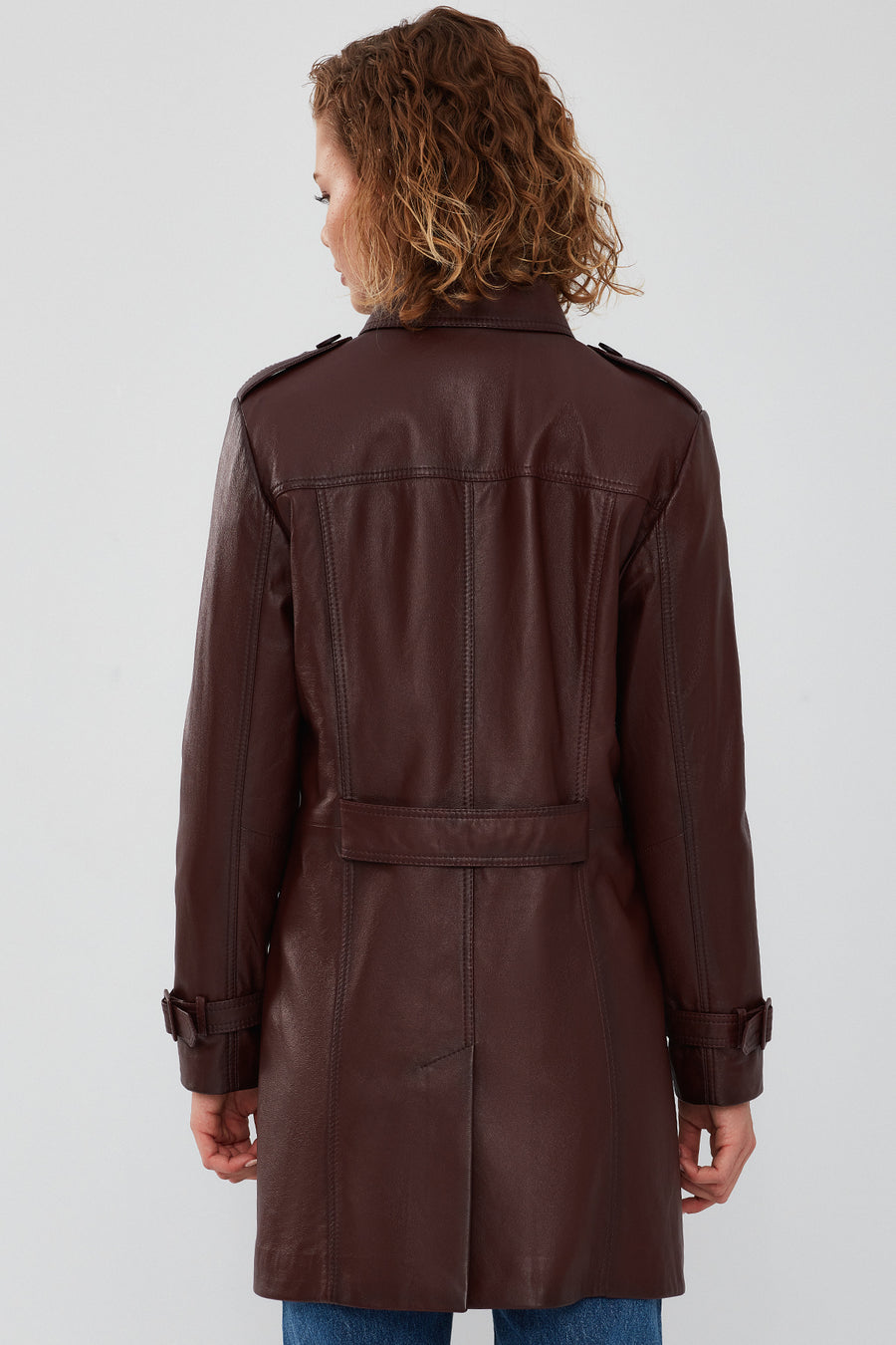 Scarlet Women's Brown Leather Trench Coat