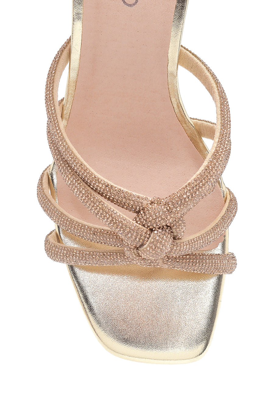 Women's Gold Stone Thick Heeled Slippers