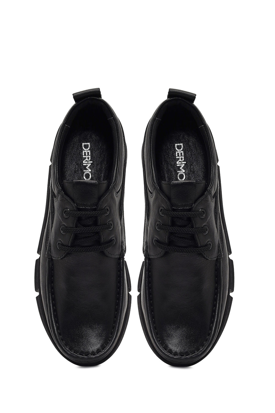 Men's Black Lace-Up Leather Casual Shoes