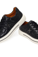 Erkek Siyah Bağcıklı Deri Sneaker | Derimod