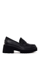 Kadın Siyah Kalın Topuklu Deri Maskülen Loafer | Derimod