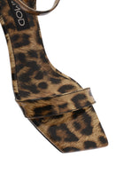 Women's Leopard Ankle Buckle Low Thin Heel Patent Leather Sandals | Derimod