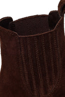 Woman Brown Chunky-Heeled Suede Chelsea Boots | Derimod