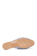 Women's Lilac Suede Leather Braided Flat Slippers | Derimod