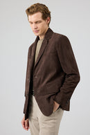 Rodrygo Men's Brown Blazer Suede Leather Jacket | Derimod