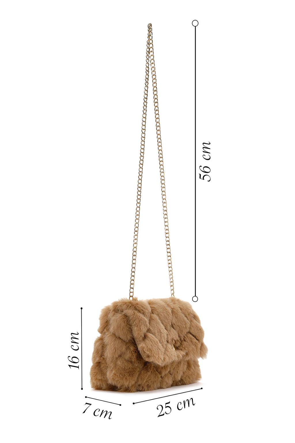 Kadın Camel Zincir Askılı Peluş Çapraz Çanta