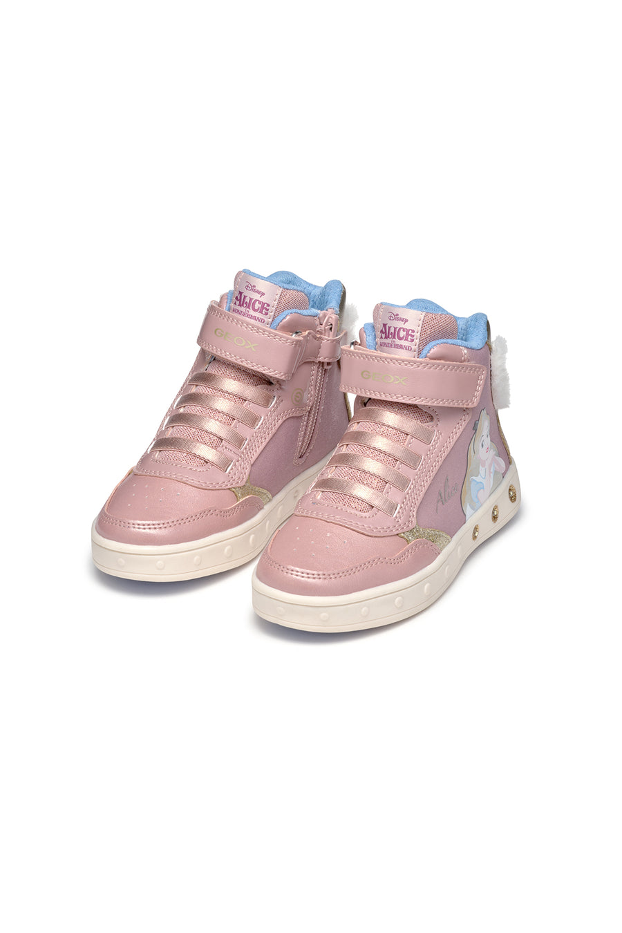 Geox Girl Pink Skylin Banded Patterned Ankle Sneaker