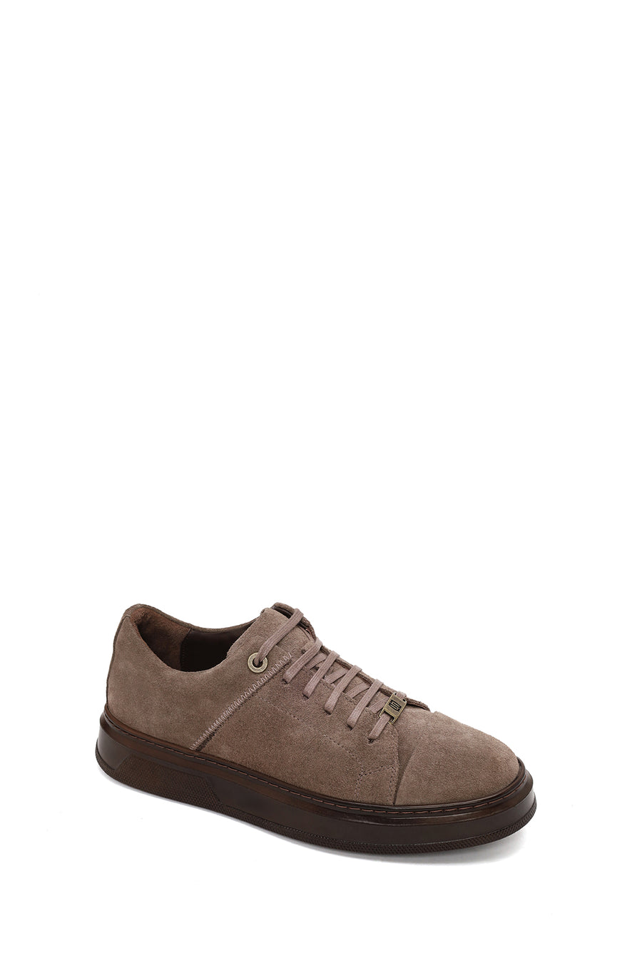 Erkek Vizon Bağcıklı Süet Deri Sneaker