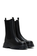 Women's Black Leather Thick Soled Chelsea Boots | Derimod