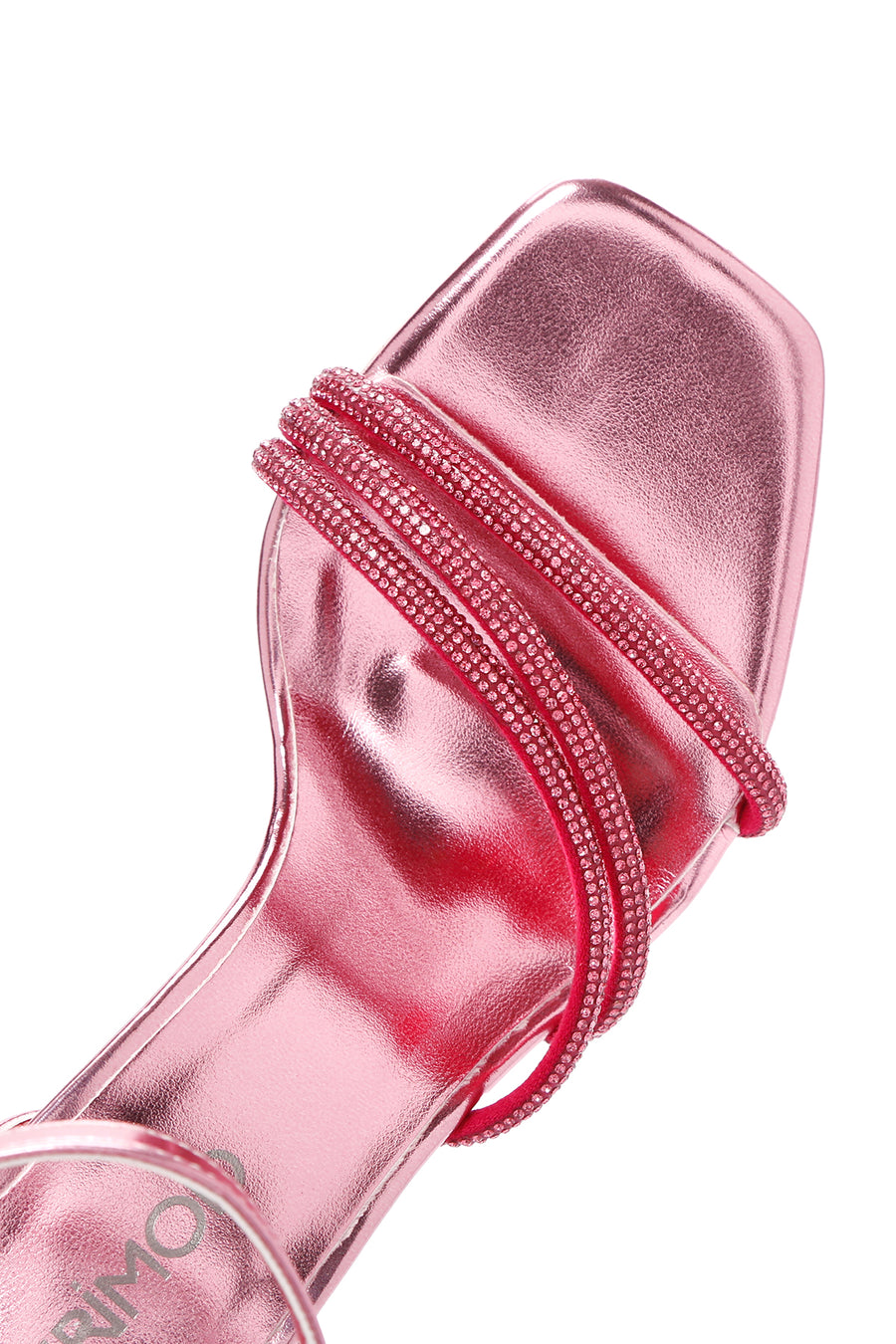 Women's Pink Ankle Strap Stone Thin Heel Sandals