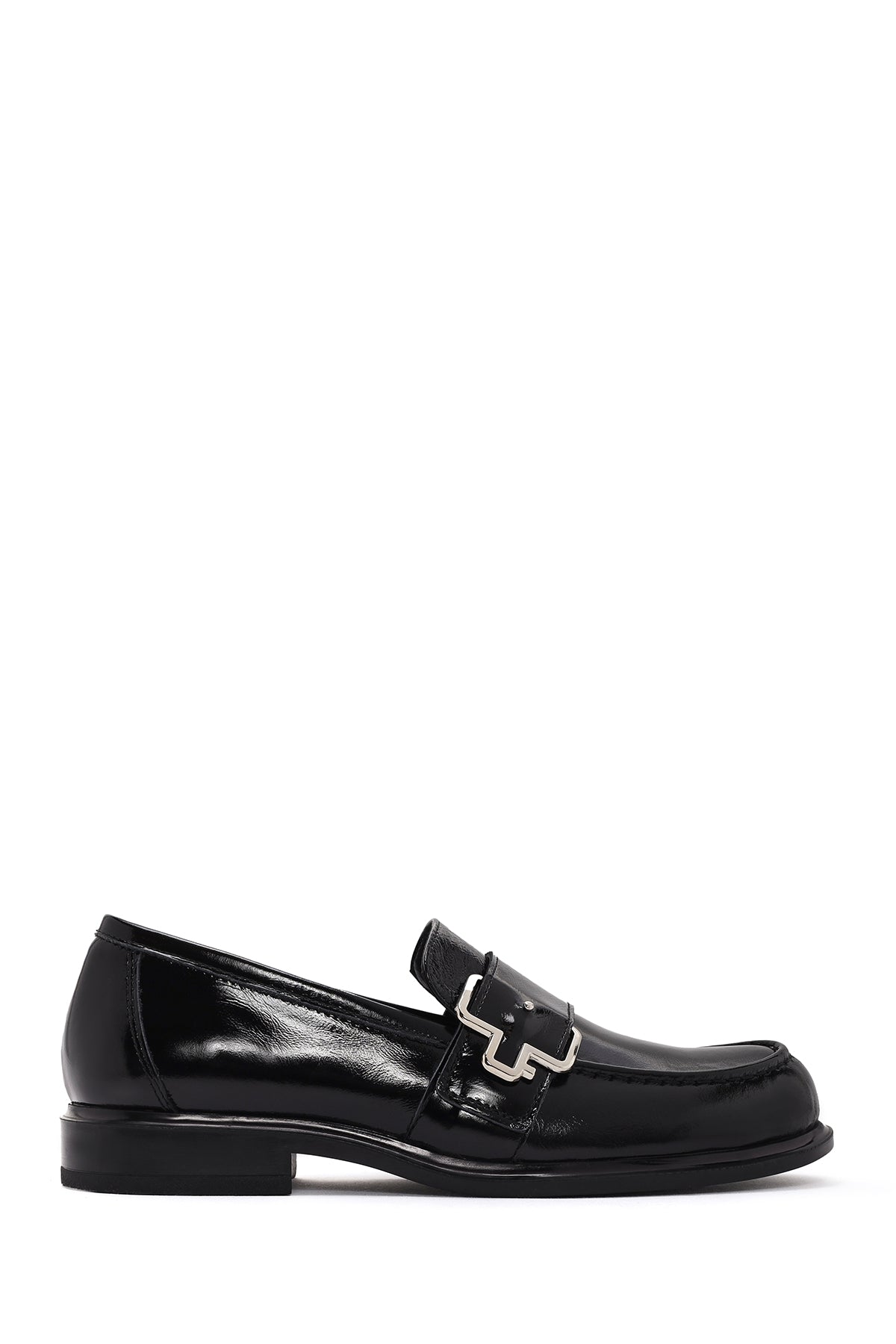 Women's Black Patent Leather Masculine Loafer 24SFD180816 | Derimod