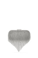 Women's Silver Long Chain Strap Stoned Clutch Bag | Derimod