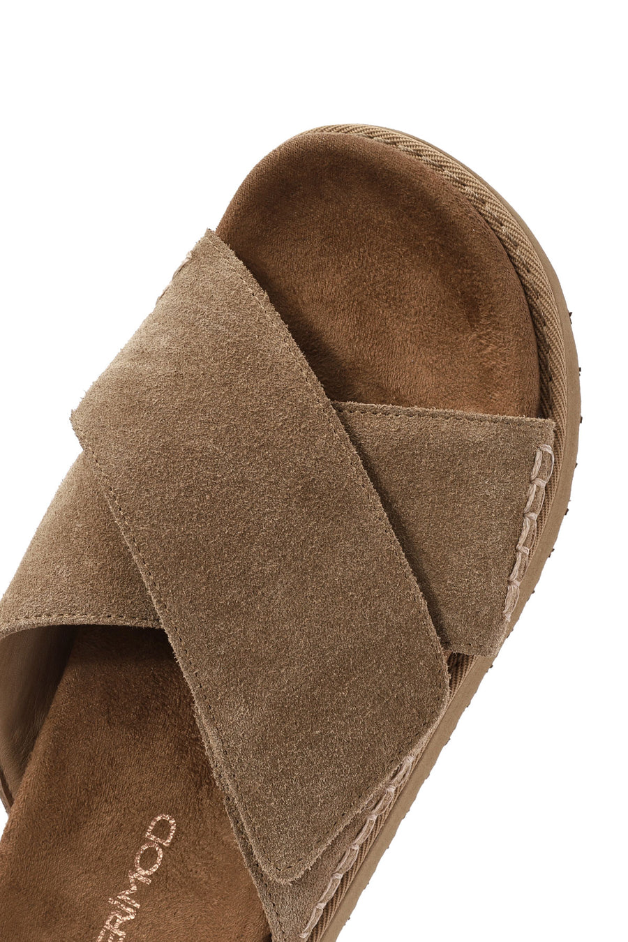 Women's Brown Strappy Thick Soled Suede Leather Slippers